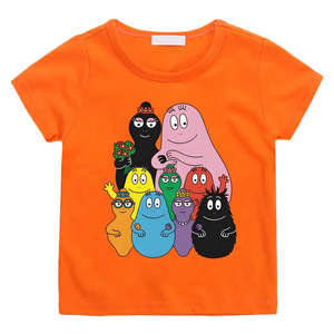 Camiseta Informal para Niños con Estampado de Anime Barbapapa, Camisetas Polo 100% Algodón, Mangas Cortas, Diseño con Logotipo y Dibujos Animados para Fiestas - Product Image 1