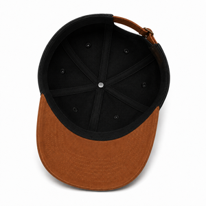 Gorra de Béisbol Deportiva de 5 Paneles de Gamuza Negra y Marrón Premium con Bordado Estilo Hip Hop - Product Image 5