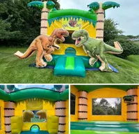 Château gonflable dinosaure de grande taille, directement de l'usine, avec aire de saut aventure jungle pour les journées ludiques scolaires