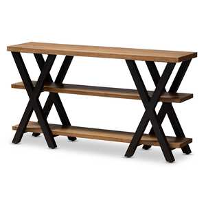 Mesa Consola Moderna de Media Luna con Superficie de Madera y Base de Metal Curvada, Decoración Premium para el Hogar con Acabado Distintivo - Product Image 6