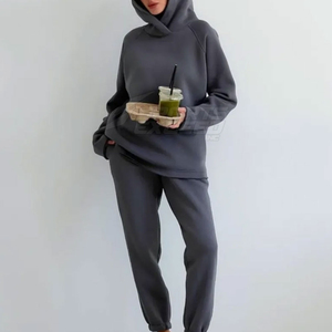 ชุดออกกำลังกายสไตล์ยุค 80s 90s สำหรับผู้หญิง ลายเรียบ ชุดสองชิ้น เสื้อแขนยาวแบบมีซิป ชุดวอร์มสำหรับฤดูใบไม้ร่วง - Product Image 2