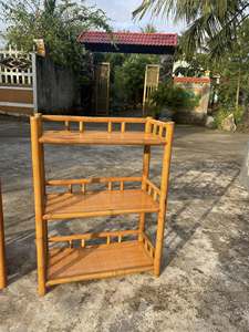 Organisateur pliable à 2 niveaux en bambou vintage écologique pour la cuisine avec panier à fruits - Product Image 5