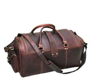 L'exportateur indien propose un sac de sport en cuir souple de grande capacité de style vintage de qualité supérieure avec fermeture à glissière prix de gros sac de voyage - Product Image 5