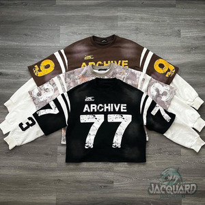 Ropa personalizada 100% algodón camisetas de gran tamaño Vintage gráfico Dtg impresión Ácido lavado doble capa manga larga Camiseta de los hombres - Product Image 3