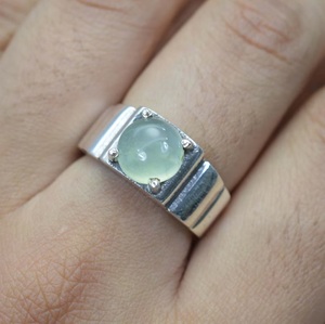 แหวนเงิน prehnite 925หรูหราเครื่องประดับอัญมณีสีเขียวโบฮีเมียนเป็นมิตรกับสิ่งแวดล้อมรูปทรงคริสเตียนของขวัญทางศาสนาผู้หญิง - Product Image 1