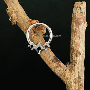 14K Or Massif Véritable Princesse Coupe Noir Diamant Trio Pierre Septum Clicker Fine Jewelry. - Product Image 3