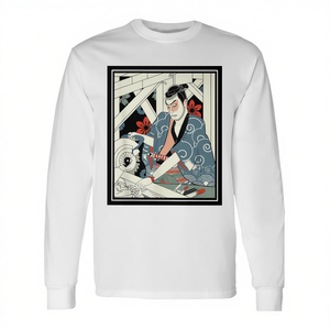 Camiseta de Manga Larga con Diseño de Guerrero Samurái Japonés, Armadura, Espada y Máscara, Producto Promocional - Product Image 2