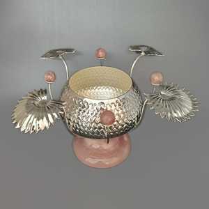 Tazón de centro de mesa Tropical de lujo con diseño de Base de resina para el hogar y el restaurante, tazón para servir comida, tazón para servir de Color plateado y rosa - Product Image 6