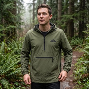 เสื้อแจ็คเก็ต Anorak แบบสั่งทำพิเศษ ผ้าไนลอนริปสตอป มีฮู้ด ซิปครึ่งตัว กระเป๋าจิงโจ้ ซับในตาข่าย รับผลิตตามแบบ (OEM) ขายส่ง - Product Image 5