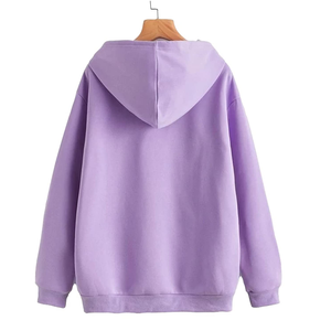 Sweat à capuche zippé vierge pour femmes avec logo personnalisé pull à manches longues en coton biologique polaire 500 gsm - Product Image 2