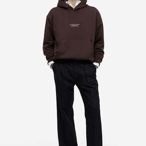 Sudadera con Capucha para Hombre, Diseño Nuevo, Color Marrón Sólido, Estampada, 100% Algodón, Cálida para Invierno, Tallas Grandes - Product Image 4