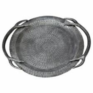 Plato para Servir Pescado de Peltre Vintage, Plato Ovalado Grande de Metal para Mariscos con Asas Dobles de Pescado, Vajilla Costera para el Hogar, Plato de Aluminio - Product Image 5