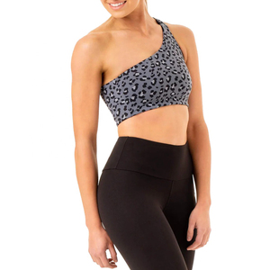 Haute qualité femmes une épaule culture sport soutien-gorge doux respirant Fitness entraînement entraînement vêtements d'entraînement bon prix Yoga sport Spandex - Product Image 3