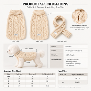Suéter de punto trenzado para perro al por mayor y conjunto de bufanda a juego, ropa de invierno para mascotas con cuello alto, logotipo personalizado - Product Image 6