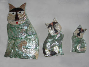 Ornement de chat en coquillage vert, taille mixte, 25 cm, motif animal, bijoux pour la décoration de la maison, ensemble - Product Image 3