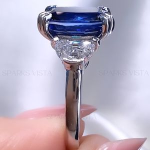 ประณีต14K/18K ชุบทองคลาสสิกรอยัลบลูแล็บสร้างแหวนเพทายตัดเล็บการตั้งค่า IGI ได้รับการรับรอง Moissanite - Product Image 2