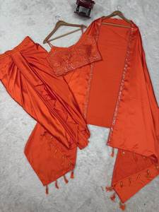 Beautiful Party Wear Top-Dhoti With <b>Shrug</b> With Thread And Sequence Work - Product Image 3