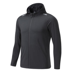 Veste de sport à capuche zippée intégrale pour homme, coupe-vent dégradé toutes saisons avec poches extérieures, style urbain en toile résistante au vent - Product Image 3