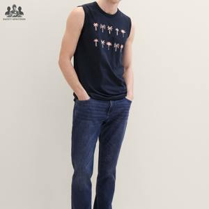 Camiseta sin mangas de punto 100% algodón para hombre, cuello redondo, diseño y talla personalizados, informal, de secado rápido, transpirable, ecológica, para fitness - Product Image 3