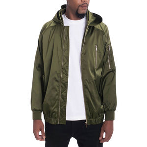 Blouson bombardier zippé en toile pour hommes avec col côtelé confortable poignets avant logo imperméable respirant de haute qualité - Product Image 1