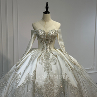 Robe de mariée Jancember XS264, magnifique robe de bal en satin ivoire avec perles et cristaux, pour mariage