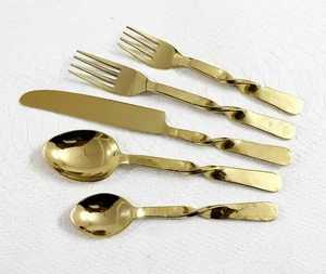 Ensemble de couverts plaqué argent en forme de bambou Ensemble de couverts en acier inoxydable Ensemble de couverts en métal au design unique Restaurant & Hôtel Utile - Product Image 6