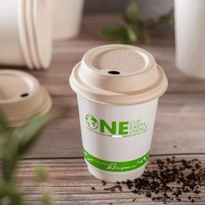 Vasos con supertapas, recipientes desechables biodegradables compostables ecológicos para café caliente, bebidas para llevar, tapas de 80 mm - Product Image 5