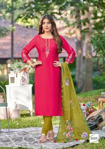 Dernière collection de Kurtis et pantalons pour femmes en soie premium brodée à la main, multicolores, avec dupatta en organza numérique, vêtements indiens et pakistanais - Product Image 4