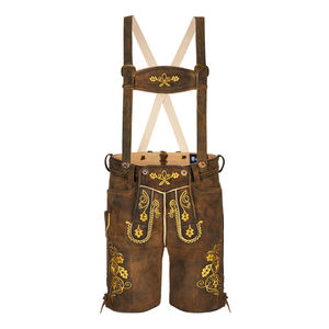 Lederhosen สั้นหนังวัวแท้ปักลายกระเป๋าด้านหลังขนาดกลางบวก - Product Image 2