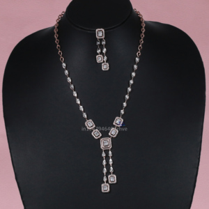 Conjunto de collar y aretes de oro rosa de 14kt Trendy Labgrown Diamond con claridad VVS para bodas y compromisos - Product Image 6