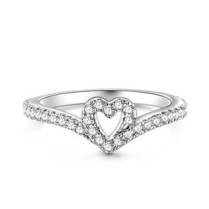 Bague de promesse Jeulia Connect Soul Heart - Argent plaqué or rose, design torsadé - Product Image 1