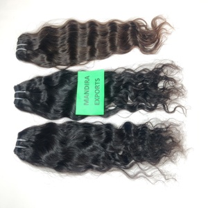 100% Machine double trame cheveux naturels vendeur soyeux faisceaux ondulés couleur noire vierge temple indien extensions de cheveux humains - Product Image 1