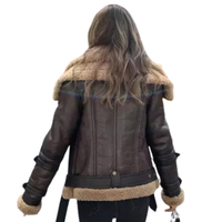 Blouson d'hiver pour femme en cuir de mouton teint long, style motard, avec doublure en soie et design fonctionnel en fourrure, résistant pour l'automne/hiver