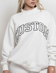Sweat-shirt à capuche oversize en molleton brodé, col montant, décontracté, en coton doux, pour femme, avec logo personnalisé, streetwear, écologique - Product Image 4