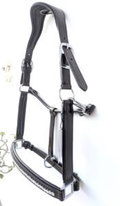 Bling <b>Rhinestone</b> Crystal Leather Horse Halter Anatomic Padded Headcollar Pressure Relief Crown Equestrian Show Gear Manufacturer - Product Image 2