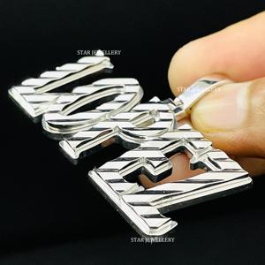 Pendentif Lettre Unisexe Hip Hop Personnalisé en Or 10K Plaqué Rhodium avec Diamant Taillé sur Mesure - Product Image 4