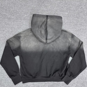 OEM Y2K Streetwear Custom Acid Stone Wash Distressed Zip-up Hoodie para hombres Oversized Vintage Digital Rhinestone Terry para otoño - Product Image 2