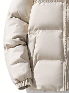 Chaqueta térmica con capucha a prueba de viento para hombre con logotipo frontal bordado de tela de lona-Ajuste moderno para acampar, senderismo, ciclismo y uso diario - Product Image 4