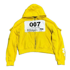 Ensemble sweat à capuche et jogging de base en coton mélangé pour hommes surdimensionnés délavés à l'acide et brodés avec fermeture éclair rudimentaires pour l'hiver - Product Image 4