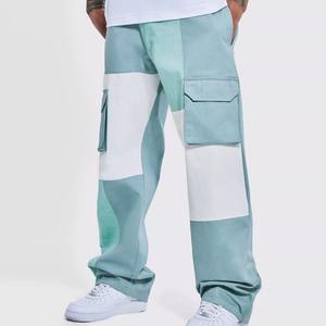 Pantalon de jogging cargo respirant en coton pour hommes avec taille élastique à vendre pantalon pour hommes droit incurvé rayé - Product Image 1