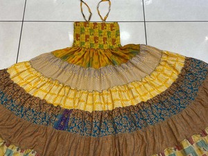 กระโปรงยิปซีสไตล์โบฮีเมียนสไตล์ฮิปปี้เดรสกระโปรงผ้าไหมปะต่อเอวสูงเดรสกระโปรงพิมพ์ลายใส่สบาย - Product Image 2