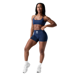 Shorts Deportivos de Cintura Alta sin Costuras Azul Marino para Mujer, Leggings de Compresión Elásticos para Entrenamiento, Ropa Deportiva a Prueba de Sentadillas - Product Image 3