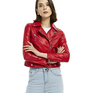 Veste de moto en peau de mouton pour femmes, vente chaude, nouvelle mode, col montant, imperméable, coupe-vent, style streetwear, décontractée, grande taille - Product Image 2