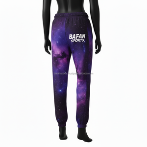 กางเกงจ็อกเกอร์ผู้หญิง ผ้าโพลีเอสเตอร์ผสมสแปนเด็กซ์เนื้อนุ่ม 320 GSM สีม่วงกาแล็กซี่ พิมพ์โลโก้ตามสั่งด้วยเทคนิคซับลิเมชั่น - Product Image 5