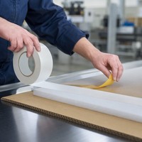 Ruban adhésif double face avec doublure jaune, adhésif acrylique thermofusible, facile à déchirer, pour lamination de mousse, emballage personnalisé OEM
