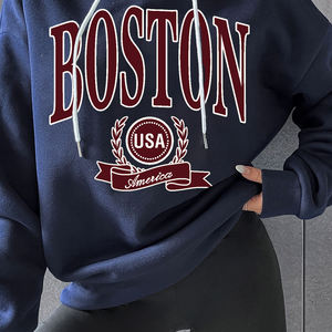 Sudaderas con capucha informales de diseño para mujer, sudaderas con capucha de invierno con logotipo personalizado, Jersey holgado grueso, Sudadera con capucha en relieve Premium 3D Lisa Unisex - Product Image 2