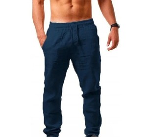 Pantalones Deportivos Casuales de Lona de Peso Medio, Holgados, de Pierna Recta, con Cierre de Cordón, Pantalones para Hombre, Lavados - Product Image 1