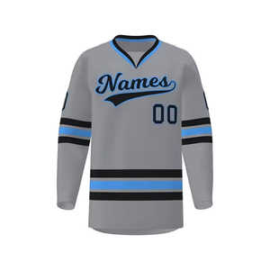Maillot de hockey sur glace FLEX FIT ENTERPRISES 100% polyester, taille adulte, vêtements d'entraînement, couleurs personnalisées blanc/bleu ciel/jaune, tissu 120g - Product Image 2