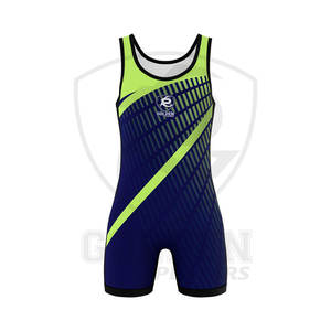 Golden Players Moda Marca Sublimado Color azul/rojo Lucha libre Singlets Logotipo personalizado OEM Impresión Lucha libre Singlets - Product Image 2