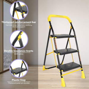 Escalera Plegable de Acero de 3 Peldaños Parasnath Industrial, Color Amarillo Diamante, Antideslizante, Agarre Extra, 3.2 Pies - Product Image 6